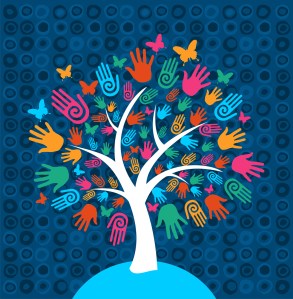 Diversity tree hands background